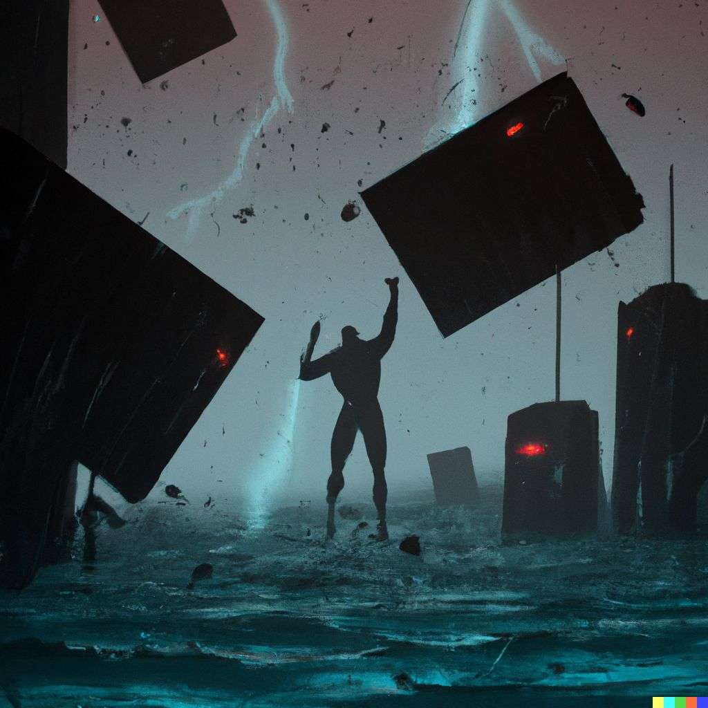 the discovery of gravity, digital art, dystopia